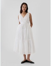 Gap Pleated Tiered White Maxi Dress Size XL NWT RT$118