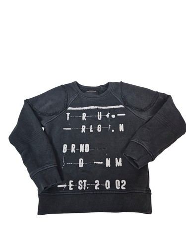 True Religion Boys Raw Edge Pullover Black Sweatshirt Size 5 Streetwear B18 - Picture 7 of 7