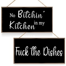 2 Pieces Funny Kitchen Signs the Dishes Hanging Wall Art Decoration No Stylish