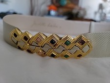 Vintage 70s/80s Judith Leiber Double Buckle Gems Snakeskin Adjustable Belt