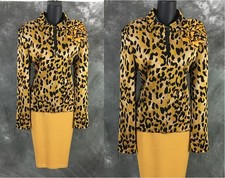 BEAUTIFUL St John knit black yellow multi jacket skirt suit size 8 10