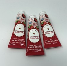 Lot Of 3 NEW Bath Body Works Strawberry Pound Cake Hand Cream Lotion 1 oz