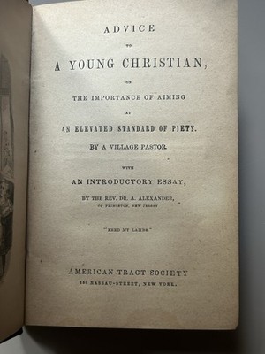 Antique 1843 Advice to a Young Christian on Importance of Aiming Elevated  Book