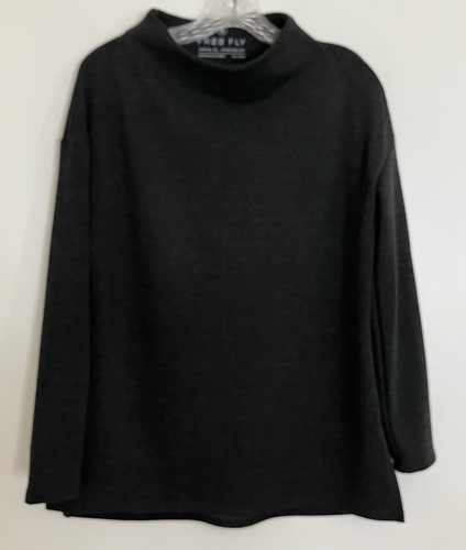 Free Fly Apparel Bamboo Thermal Fleece Mockneck Heather Black Athleisure Small - Picture 2 of 5