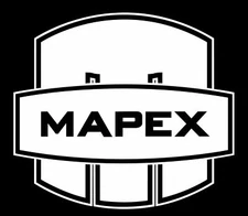 Mapex Drums New logo 6" X 5.5" WHITE vinyl sticker,  for bass drumhead, DIE CUT