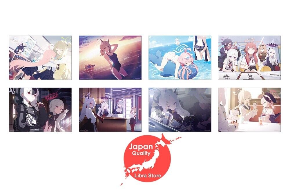 RARE Blue Archive Ichiban Kuji 2024 Clear Poster ALL Set of 8 from