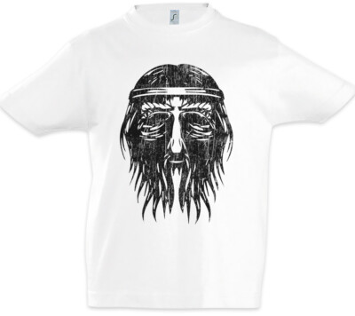 Nordic Barbarian Face Kids Boys T-Shirt Vikings Odin Hugin Munin Valhall Odhin