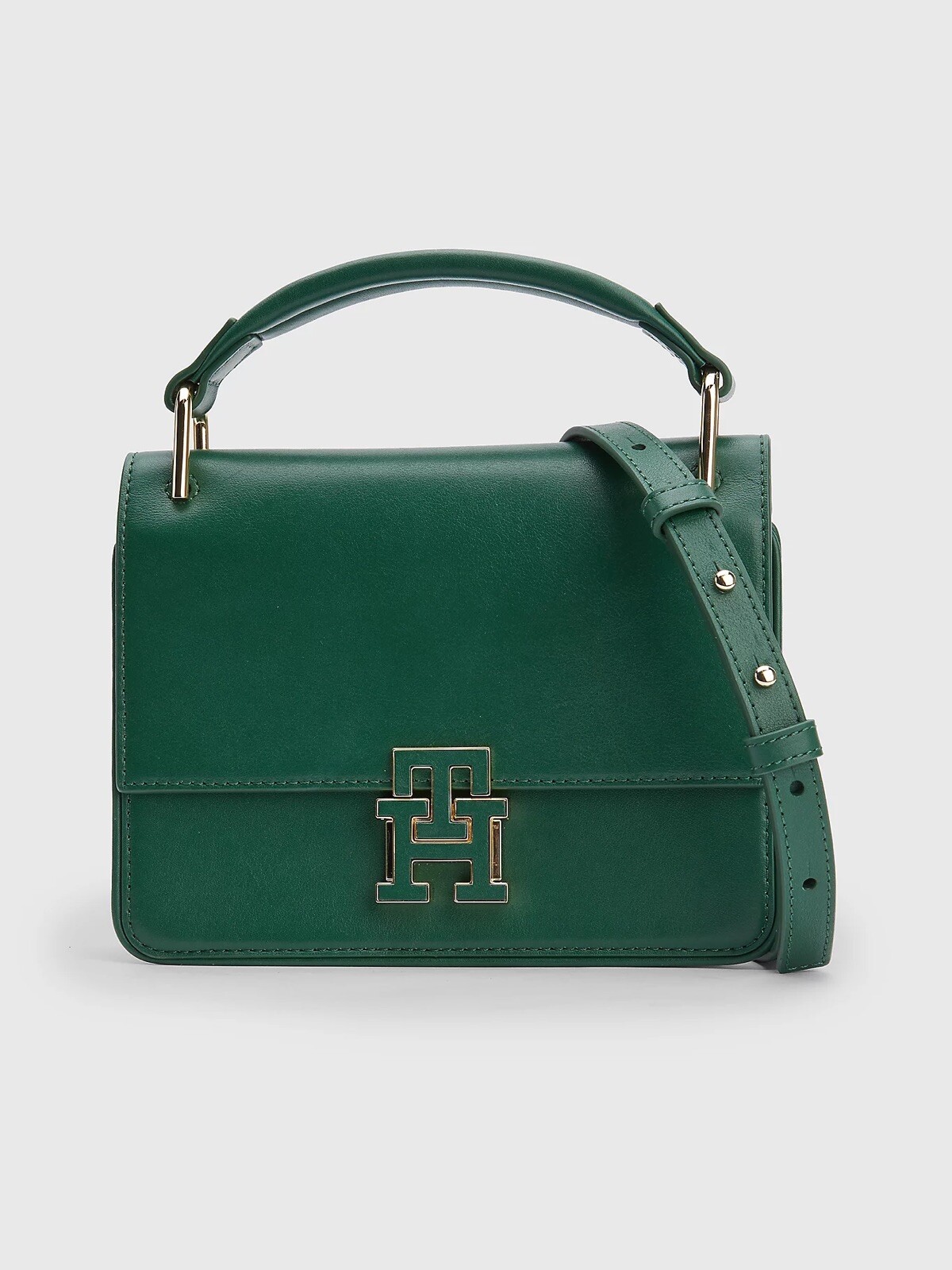 TOMMY HILFIGER LEATHER PUSH LOCK CROSSOVER BAG
