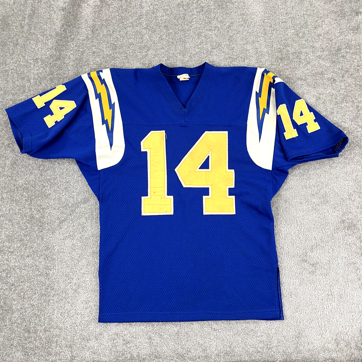 Vintage DAN FOUTS SAN DIEGO CHARGERS Jersey Mens Small/M Blue Mesh