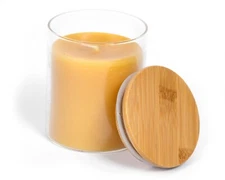 100% Pure Beeswax Glass Jar Candle with Bamboo Lid, Choose Your Scent and Size