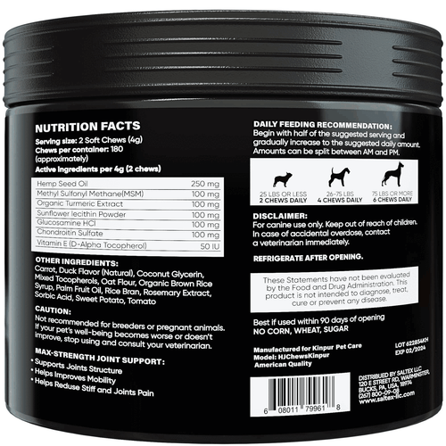 Glucosamine for Dogs Functional Dog Joint Supplement with Chondroitin Msm Hemp - Picture 7 of 7