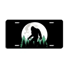 Sasquatch Moon Forest License Plate - Mysterious Car Tag