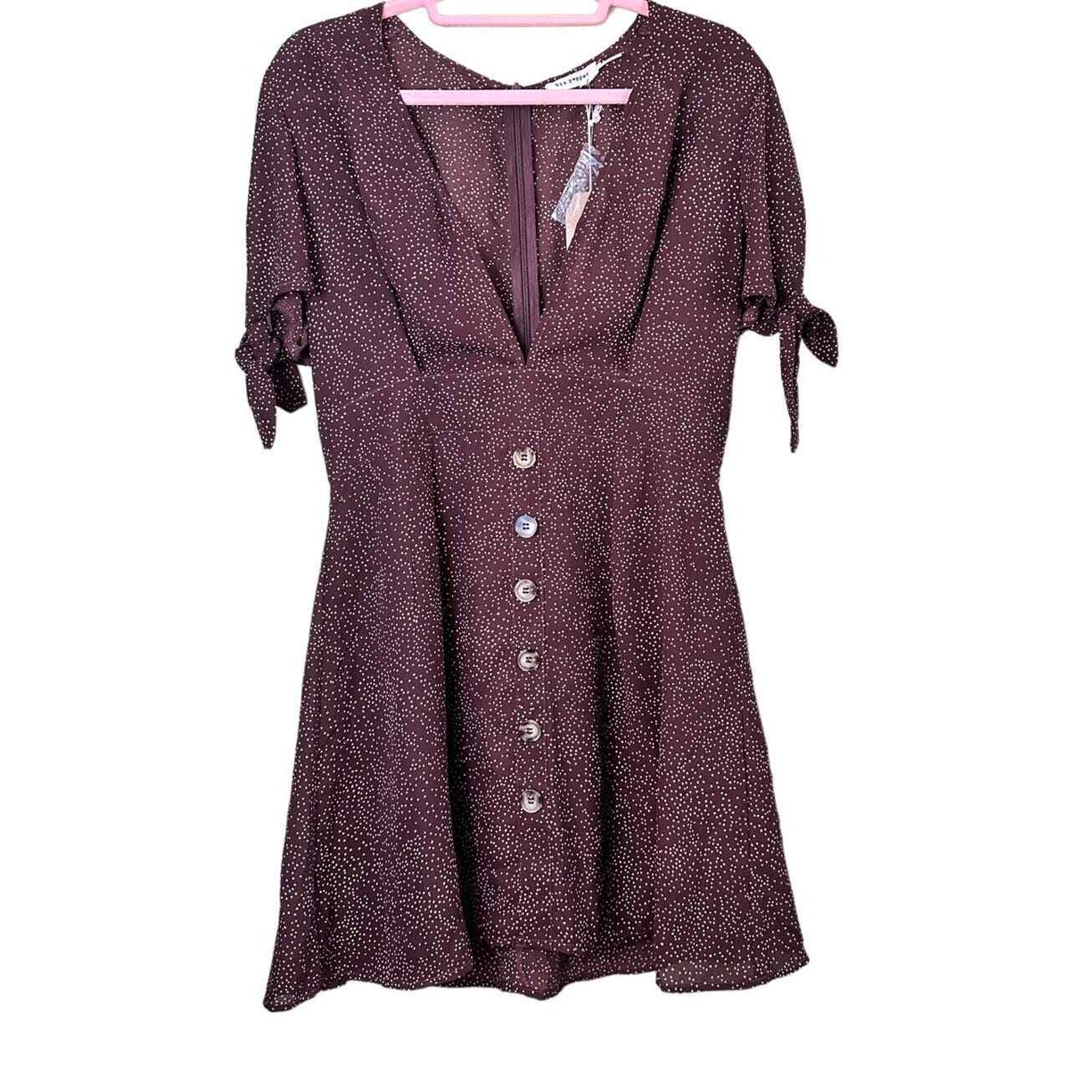 urban outfitters brown polka dot dress ASTR The Label Cowl Neck Strappy Back Dress