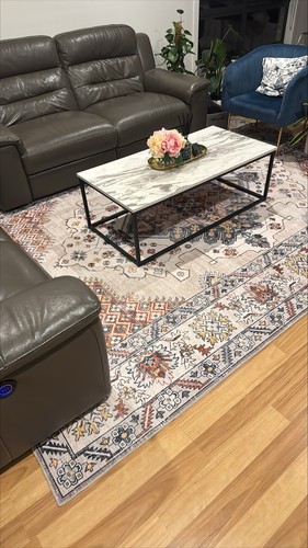 Extra Large Rug Gold Ivory Charming Blossom Medallion Lounges Carpet Runner Rugs - Picture 3 of 38