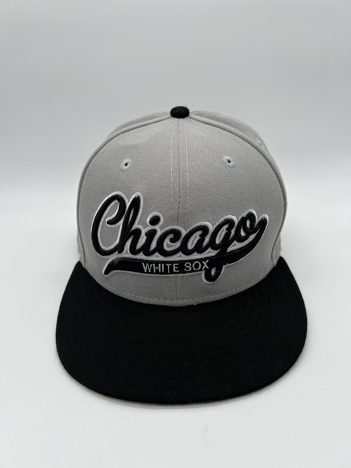 Chicago White Sox Black with Gray Script New Era 59FIFTY Hat Size 7 1/8