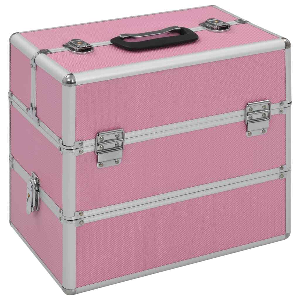 Beauty Case Rigido Rosa Alluminio vidaXL 37x24x35 cm Organizzatore