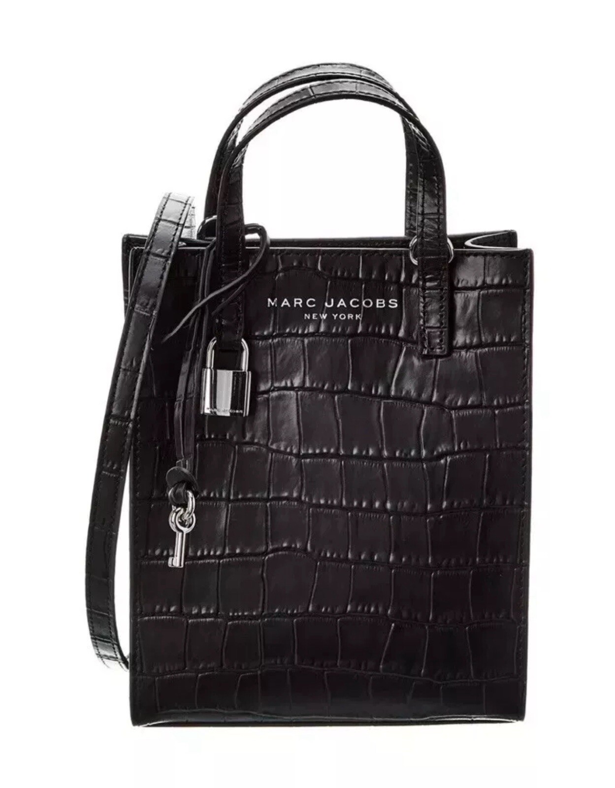 New Marc Jacobs Micro Croc Embossed Leather Tote, Crossbody Bag, Purse
