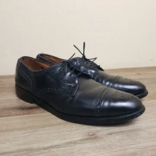 Allen Edmonds Sanford Mens 10.5 AA (Narrow) Black Leather Cap Toe Oxford Shoes