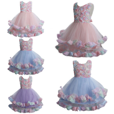 Child Flower Girls Kids Princess Tutu Dress Birthday Party Bridesmaid Prom Gown