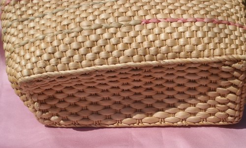 Große Strohtasche Strandtasche Shopping zwei Henkel gefüttert oben offen - Bild 2 von 5