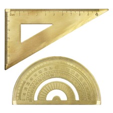 Measuring Ruler Geometry Drafting Tool Brass Protractor Semicircle Ruler Set