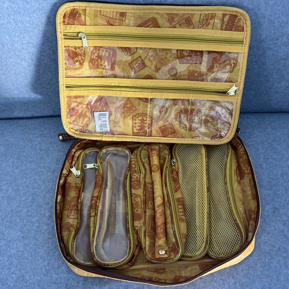 Samantha Brown Luggage Jewelry/Cosmetic Bag Faux Croc Yellow/Brown - 14x11 -Cool - Image 4 of 4