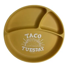 Bella Tunno Tots Baby Kids Child’s Silicone Suction Plate Taco Tuesday Yellow