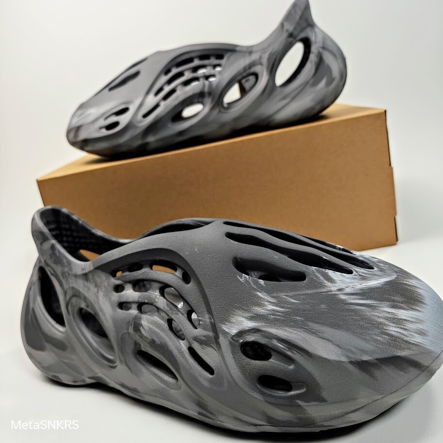 Adidas US 12 Men's Antoca Grey Blue MX Granite Marbled Yeezy Foam RNR IE4931 New thumbnail 12