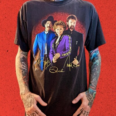 Vintage Reba Brooks Dunn Country Western Tour Band T Shirt Mens XL