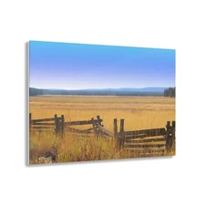 Acrylic Print Field Yellow Golden Farm Scenery View High Definition Wall Art