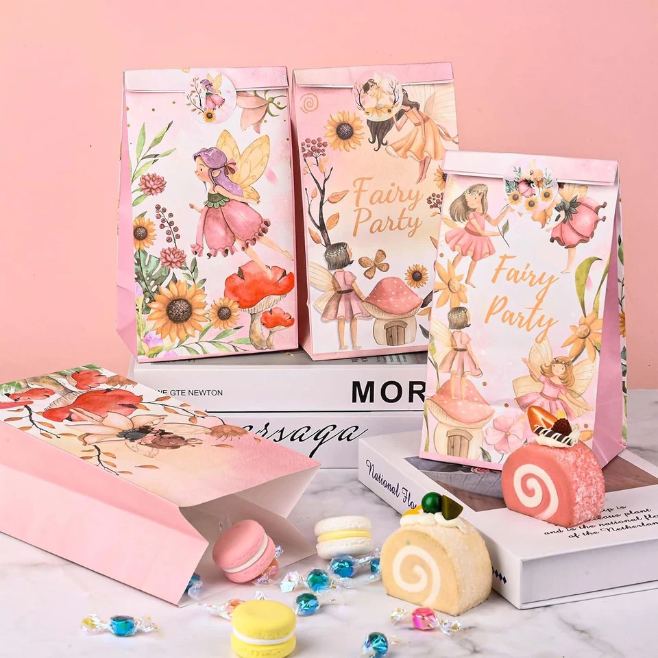 24 Pack Fairy Party Favor Bags with Stickers,Paper Treat Goodie Bag for Woodland - Image 4 of 4