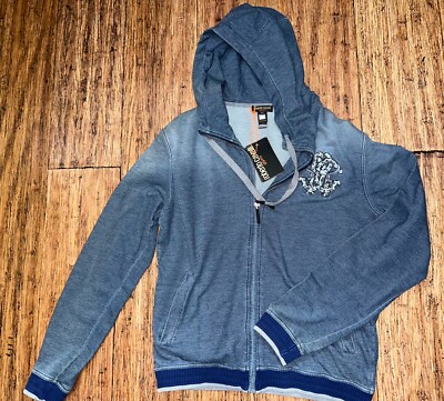 Original Roberto Cavalli hoodie (RRP  500) blue, size 48 new and unworn