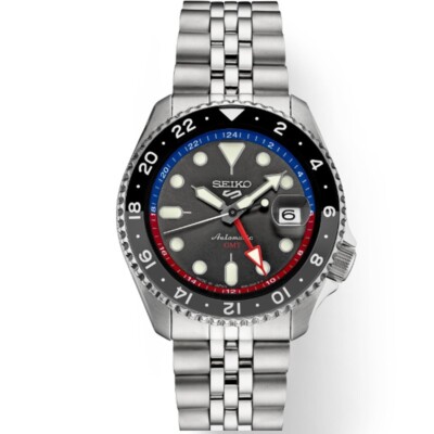 New Seiko 5 Sports SKX GMT 42.5mm Charcoal Dial Men's Watch SSK019