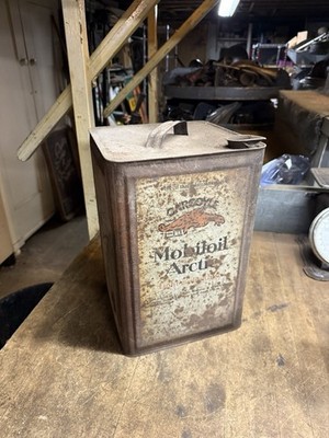 Antique Old Rare Gargoyle Mobil Mobiloil Arctic Vacuum Oil Tin Metal Can NY USA