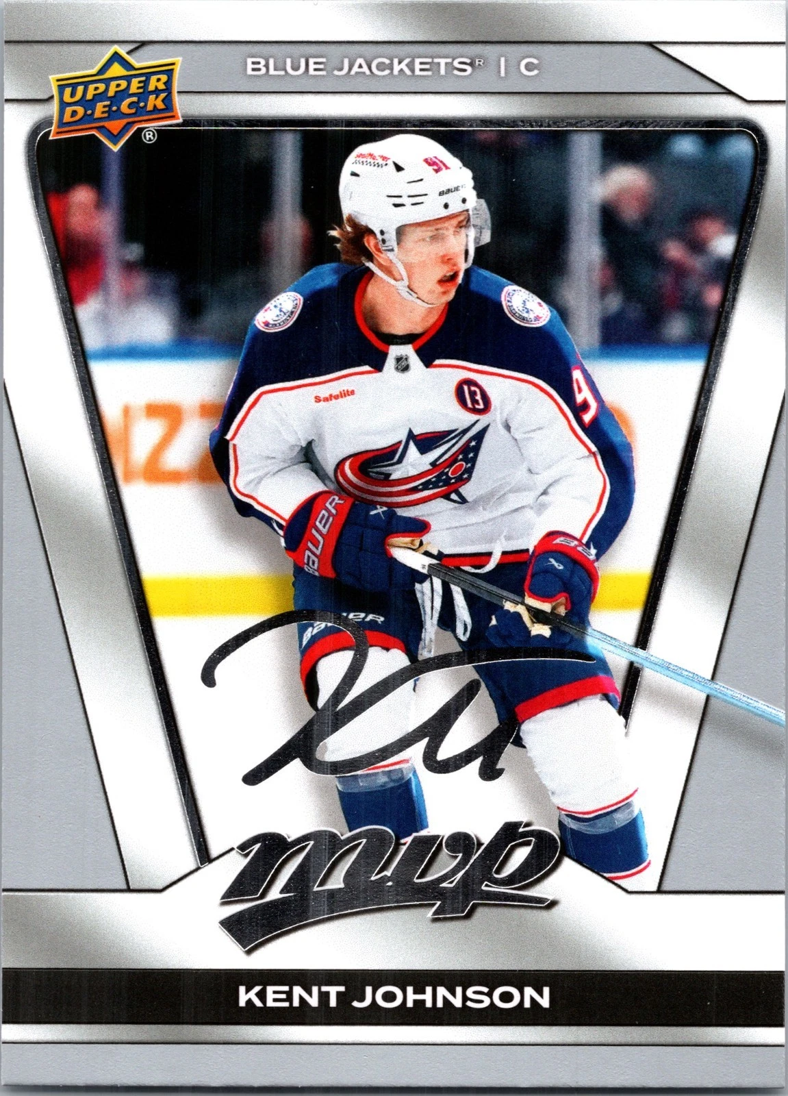 2025-26 Upper Deck MVP Kent Johnson Silver Script Columbus Blue Jackets