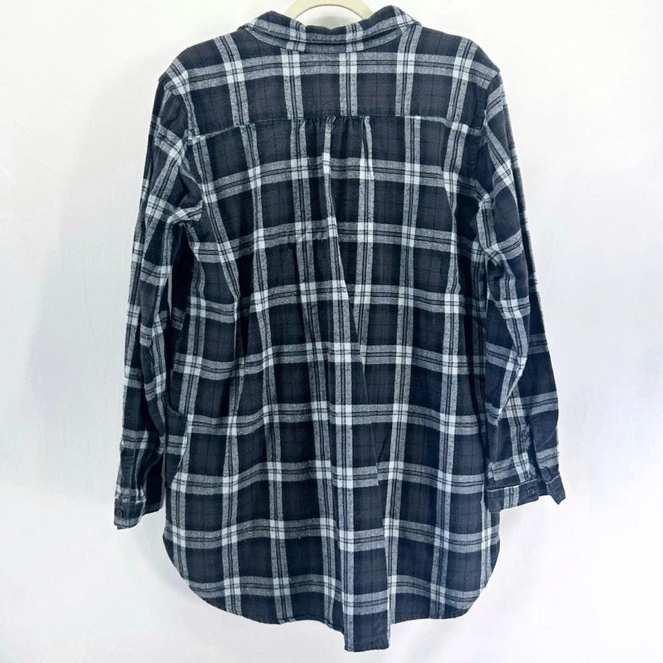 Top túnica CP Shades Teton gris franela a cuadros de gran tamaño mediano Foto 2 de 4