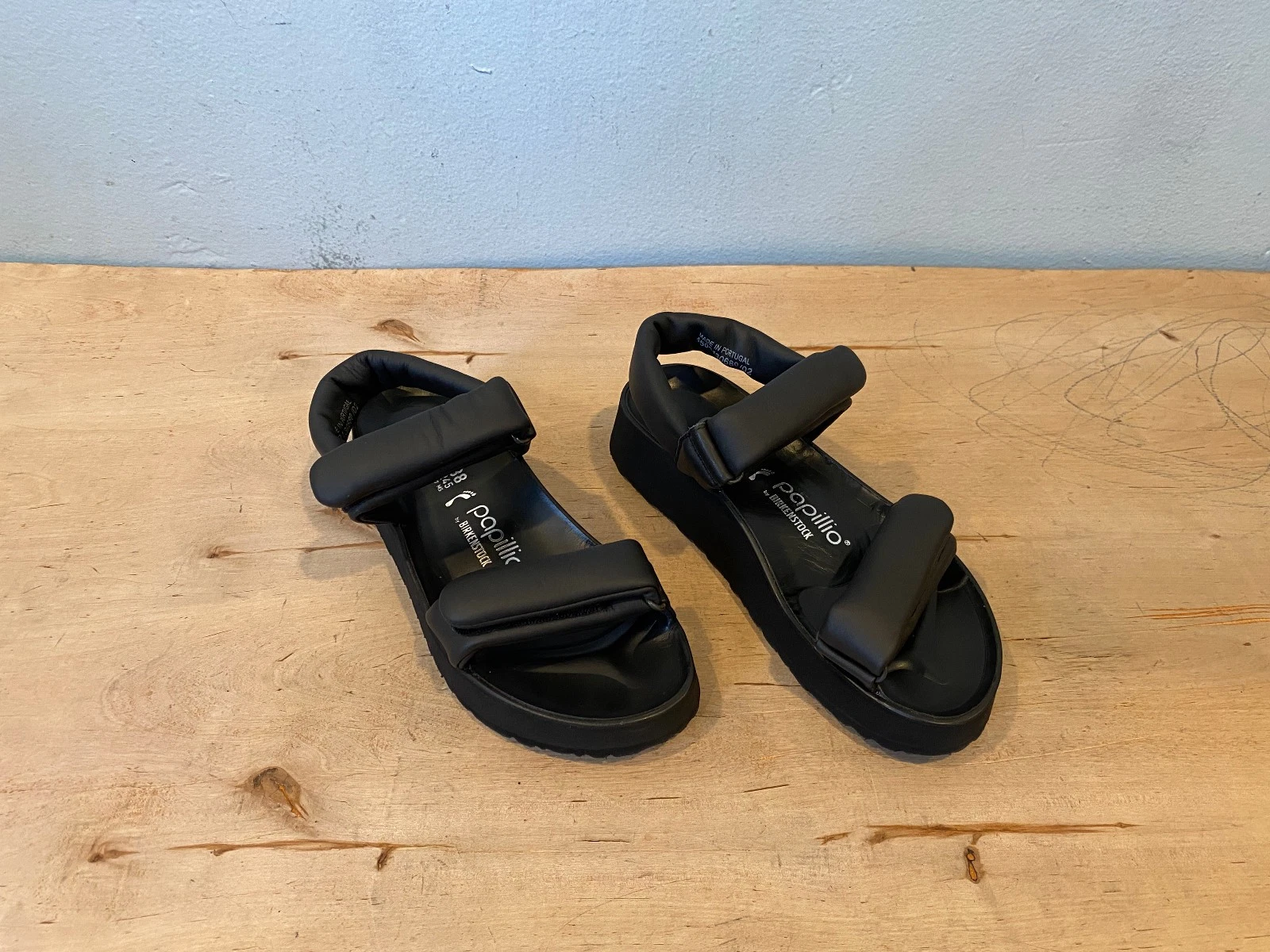 NWD Papillio Theda Sandal , Black Leather , Sz 38 / US 7- 7.5