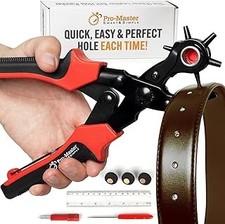 Pro-Master Belt Hole Puncher for Leather - Heavy Duty Rotary Leather Punch Tool