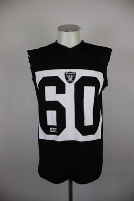 NFL Raiders N60 American Football Rugby Sleeveless T-Shirt Man Top White Black