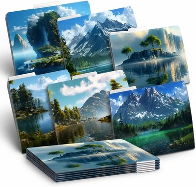 Decorative File Folders, 12-Pack   Nature-Inspired Aesthetic Designs   Full