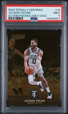 Jayson Tatum 07/10 2024 Action Packed 24KT Gold PSA 9 – POP 1 / Highest Grade!