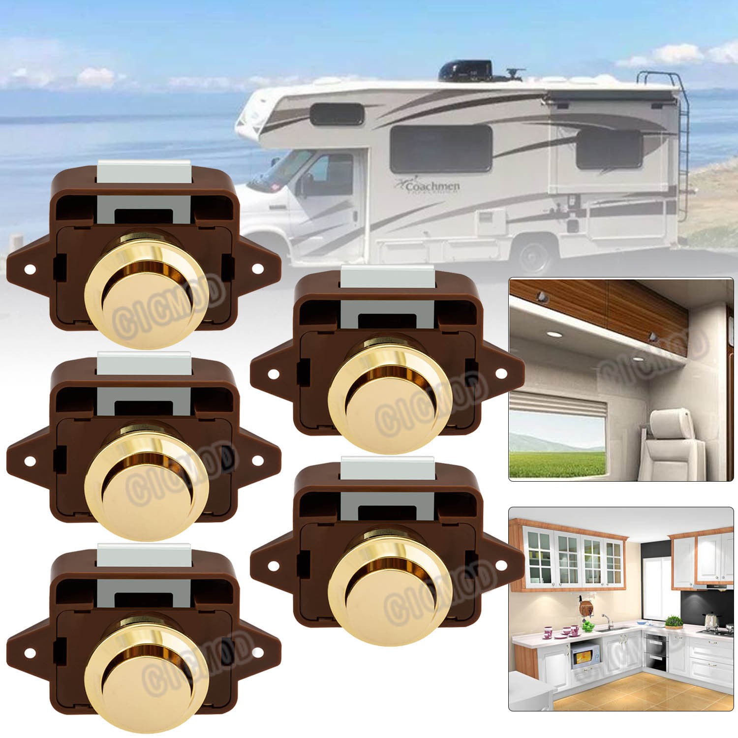 Cabinet Push Button Latch Lock Handle 5-30Pcs Cupboard Catch Door Knob Campervan