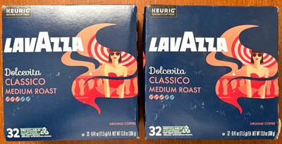 Lavazza Dolcevita Medium Roast Coffee K-Cup Pods 32/ct *LOT OF 2* EXP: 05/11/27