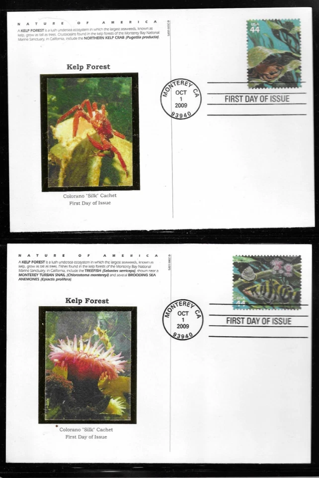 USA SC # UX587-UX596 Kelp Forrest  FDC . Colorano Silk Cachet - Image 3 of 4