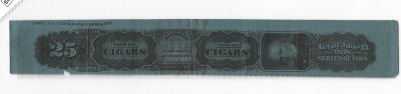 TC157 1898 Springer listed revenue strip/(25) cigars...w sideographer's letters