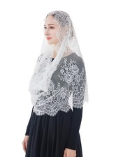 Wgior Spanish Infinity Veils for Church Lace Chapel Medium, White