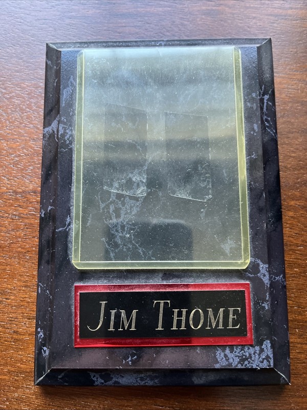 Jim Thome Baseball Card Wooden Holder Wall Plaque Display 4.5x6.5 Marble Finish