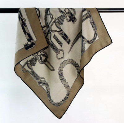  70% Cashmere 30% Silk Shawl Scarf Neckerchief rope Print 26'' Bandanna Wrap new