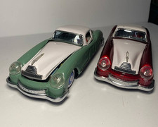 Lot of 2 Vintage "Lucky Sports Car" MF 753 Friction Powered Tin Toys - Original
