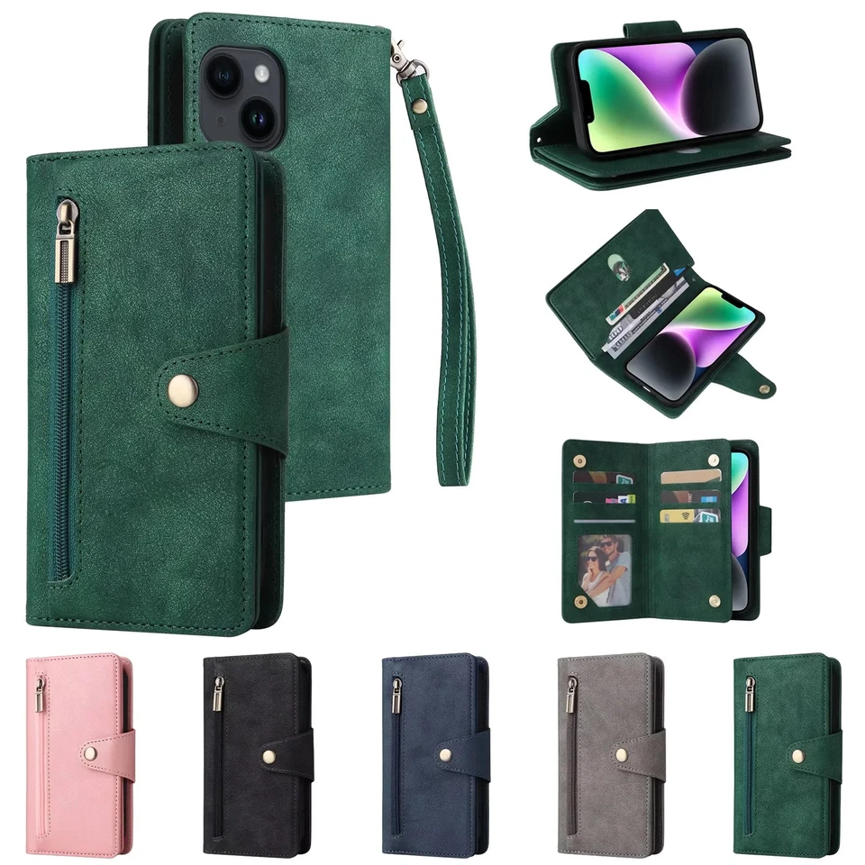 Zip Leather Wallet Case Flip Cover For Samsung S25 FE  S24 Ultra S22 S23 FE S21 - Image 2 of 4